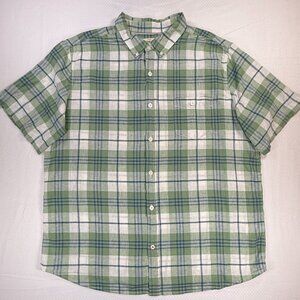 Weatherproof Vintage Men's Linen Woven Shirt, Green/Navy Plaid, Sz XXL-GUC‎